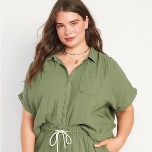 Short-Sleeve Loose Shirt - Weeping Willow